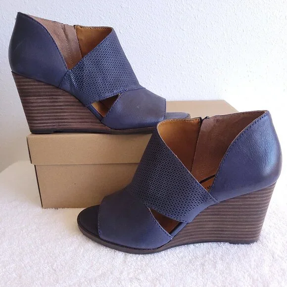 Lucky Brand Shoes New Lucky Brand Leather Opentoe Wedges In